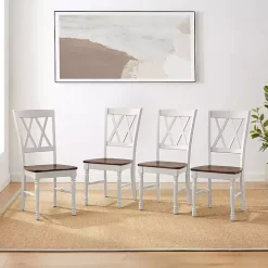 White Wood Farmhouse Dining Chairs, Set of 4