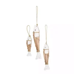 White Wood Fish Hanging Wall Plaques, Set of 3