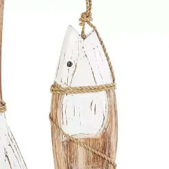 White Wood Fish Hanging Wall Plaques, Set of 3