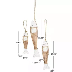 White Wood Fish Hanging Wall Plaques, Set of 3