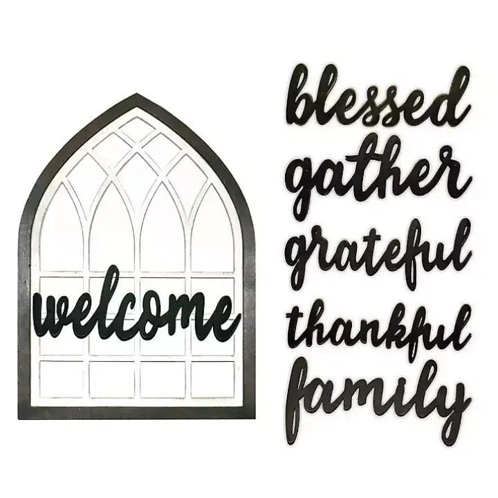 White Wood Interchangeable Arch Wall Plaque