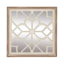White Wood Lattice Overlay Mirror