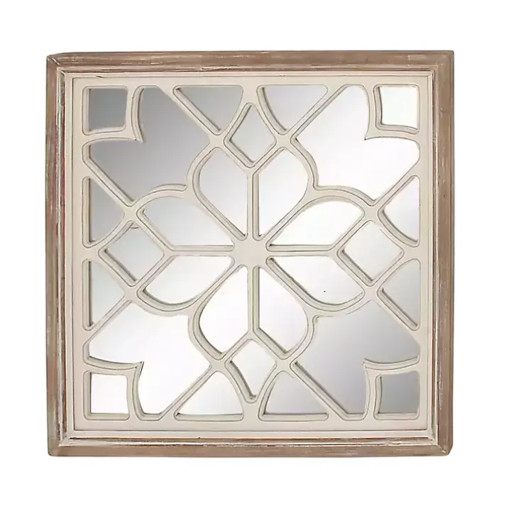 White Wood Lattice Overlay Mirror