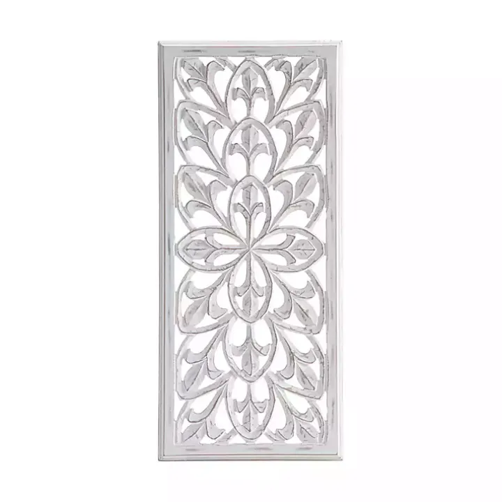 White Wood Medallion August Wall Plaque