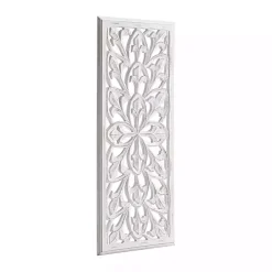 White Wood Medallion August Wall Plaque