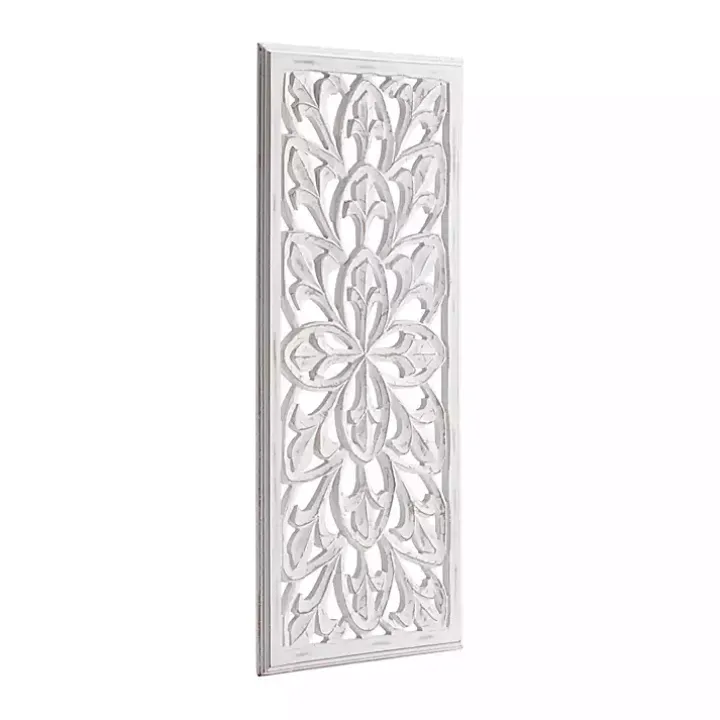 White Wood Medallion August Wall Plaque