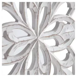 White Wood Medallion August Wall Plaque