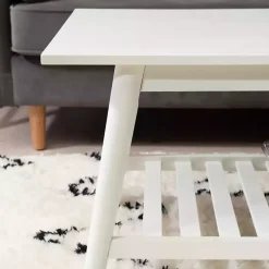 White Wood Midcentury Coffee Table