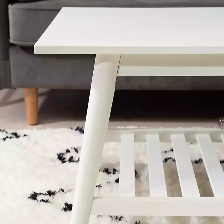 White Wood Midcentury Coffee Table
