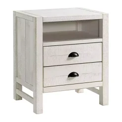 White Wood Open Shelf Nightstand