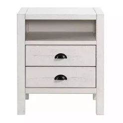 White Wood Open Shelf Nightstand