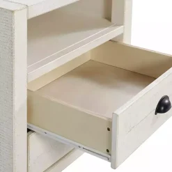 White Wood Open Shelf Nightstand