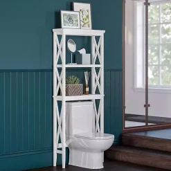 White Wood Over-Toilet 3-Tier Shelf
