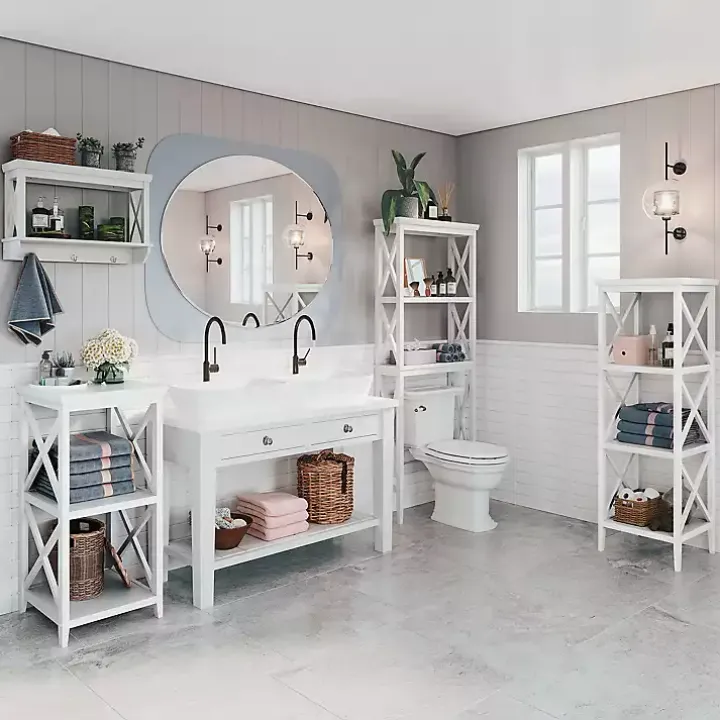 White Wood Over-Toilet 3-Tier Shelf