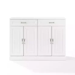 White Wood Panel 4-Door Cabinet