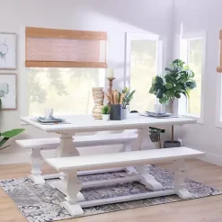 White Wood Pedestal Dining Table