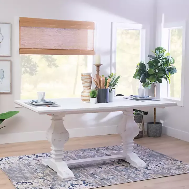 White Wood Pedestal Dining Table