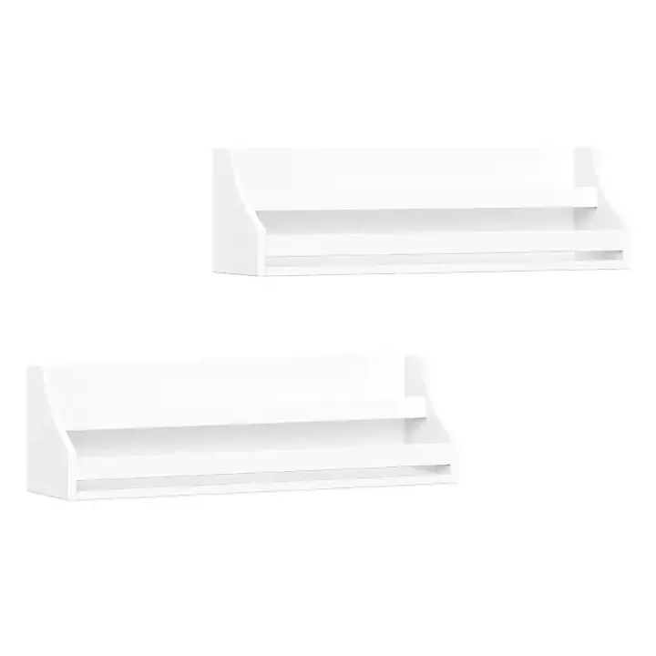 White Wood Rack Wall Bookshelves, Set of 2