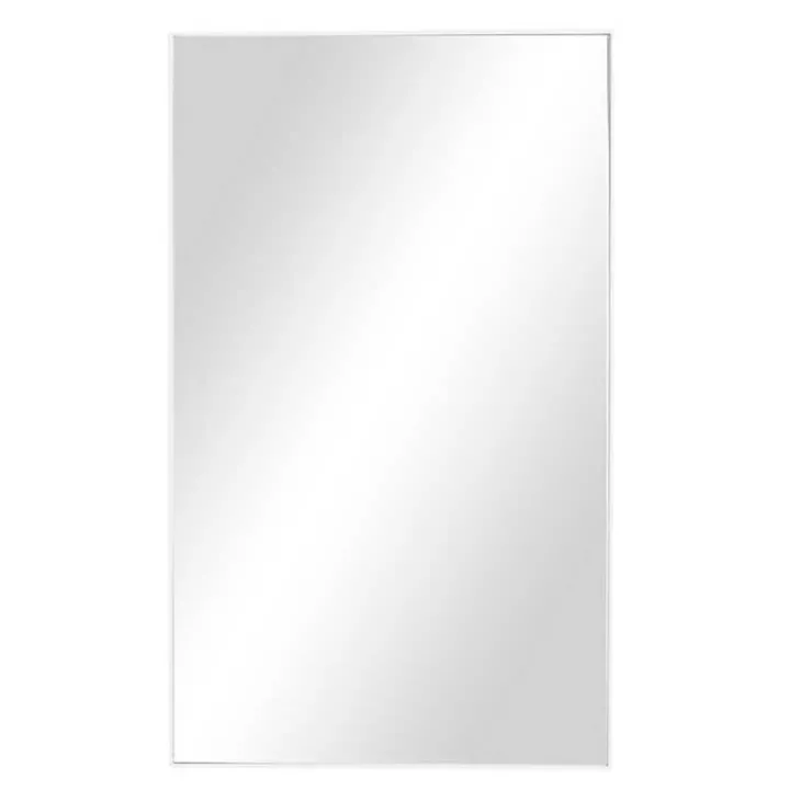 White Wood Rectangular Wall Mirror, 24x40 in.