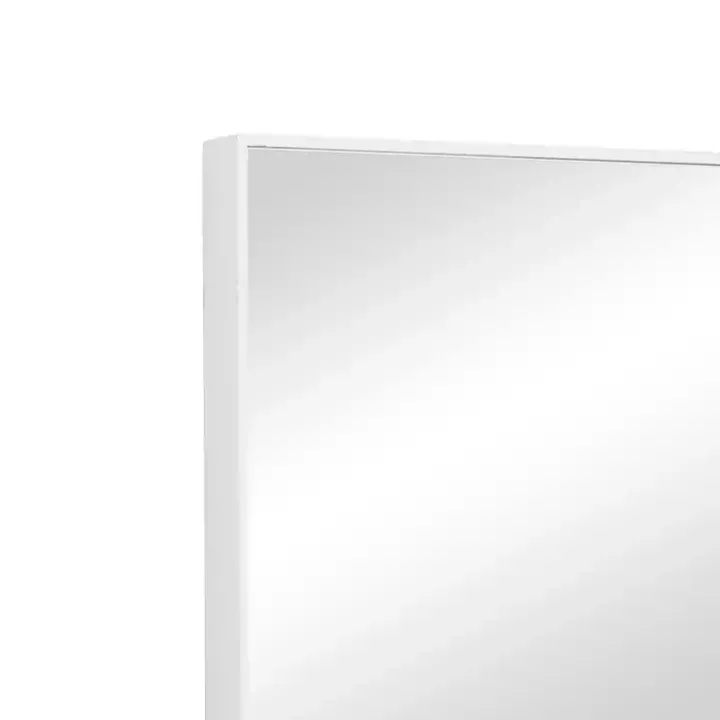 White Wood Rectangular Wall Mirror, 24x40 in.