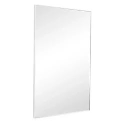 White Wood Rectangular Wall Mirror, 24x40 in.