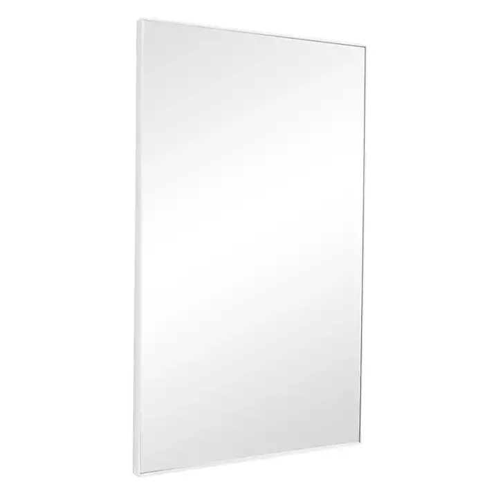 White Wood Rectangular Wall Mirror, 24x40 in.