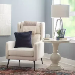 White Wood Round Base Side Table