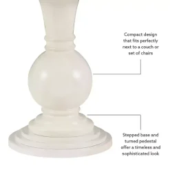 White Wood Round Base Side Table