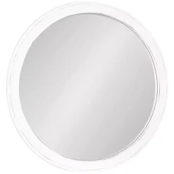 White Wood Round Mansel Mirror