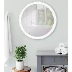 White Wood Round Mansel Mirror