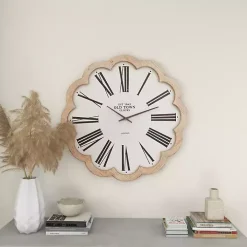 White Wood Scalloped Frame Wall Clock