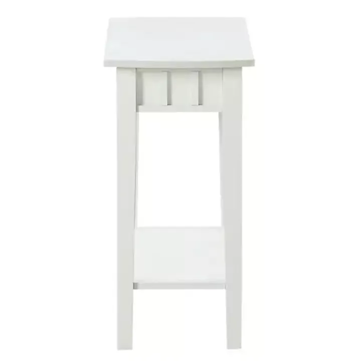 White Wood Slat Accent Table
