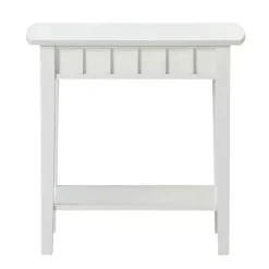 White Wood Slat Accent Table