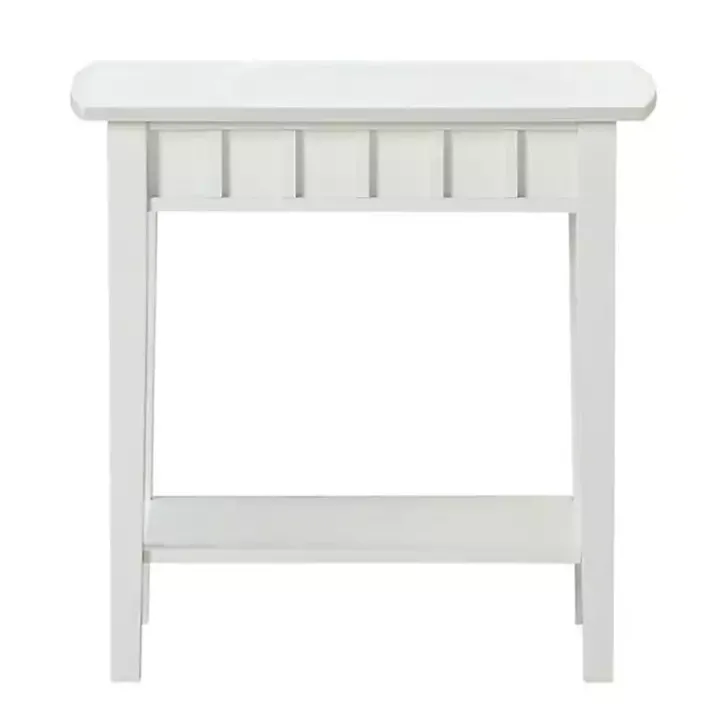 White Wood Slat Accent Table