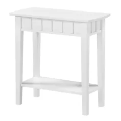 White Wood Slat Accent Table
