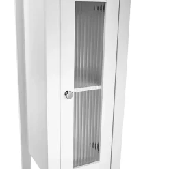 White Wood Slim Single Glass Door Floor Cabinet