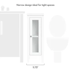 White Wood Slim Single Glass Door Floor Cabinet