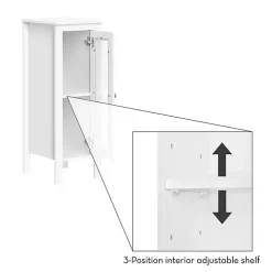 White Wood Slim Single Glass Door Floor Cabinet