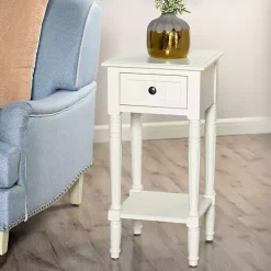 White Wood Square Hampton Accent Table
