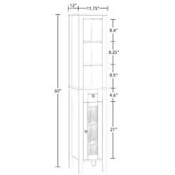 White Wood Tall Single Pane Glass Door Cabinet