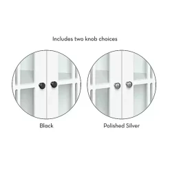 White Wood Two Pane Glass Doors Corner Cabinet