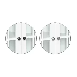 White Wood Two Pane Glass Doors Corner Cabinet