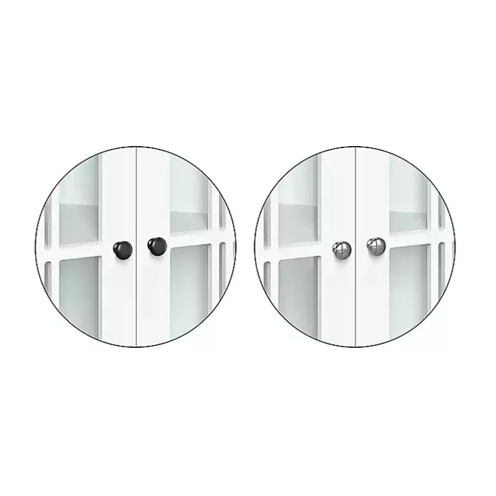 White Wood Two Pane Glass Doors Corner Cabinet