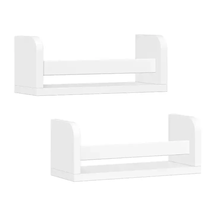 White Wood Wall Bookshelves, Set of 2