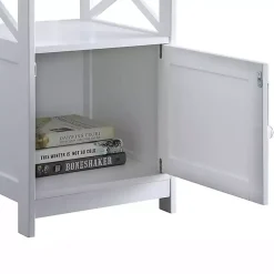 White Wood X Sides Storage Accent Table