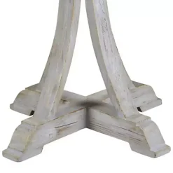 White Wooden Arched Base Round Top Accent Table