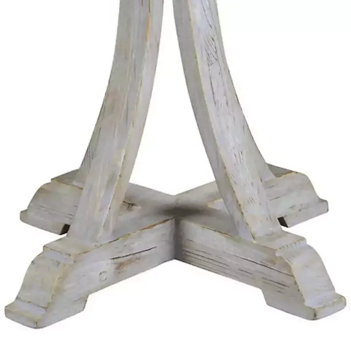 White Wooden Arched Base Round Top Accent Table