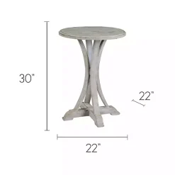 White Wooden Arched Base Round Top Accent Table