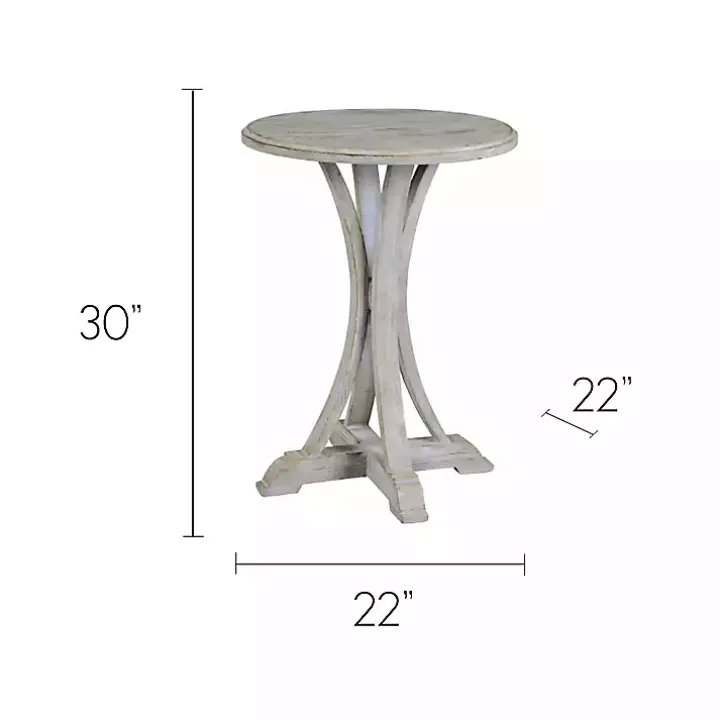 White Wooden Arched Base Round Top Accent Table
