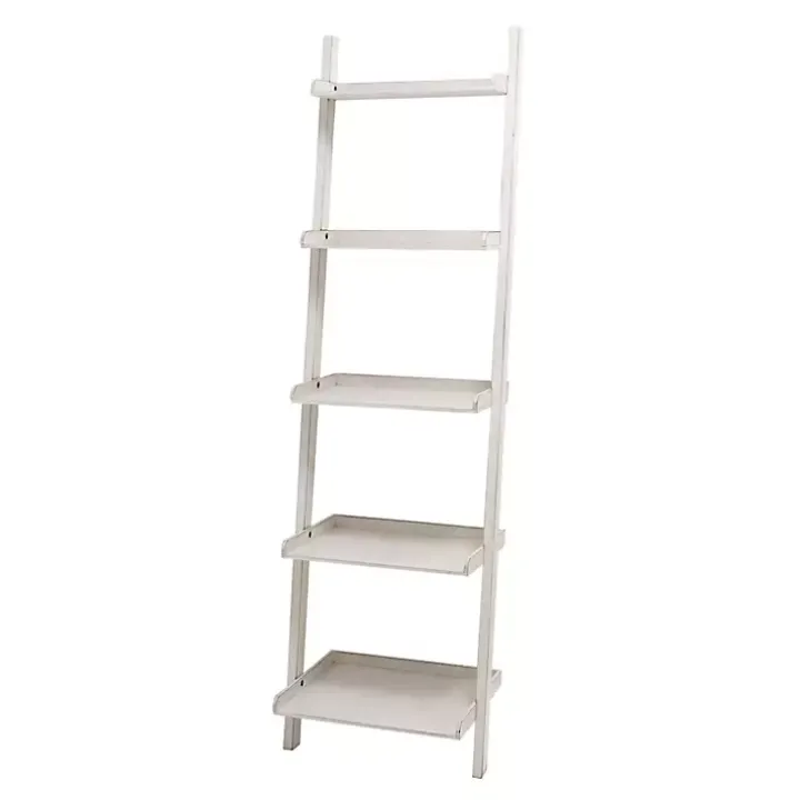 White Wooden Leaning Shelf